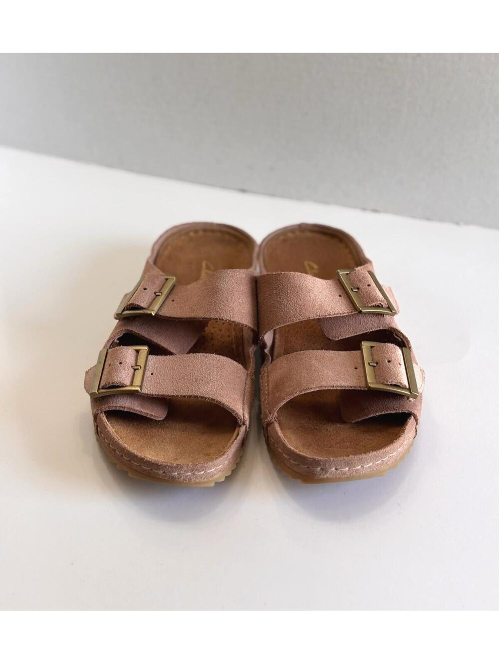 Clarks Brookleigh Sun Slides Women's 9M Dusty Rose Suede Straps Buckles Sandals - Picture 3 of 14